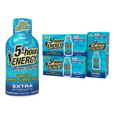 5-hour ENERGY Shot Extra Strength Frambuesa Azul, envase compacto para energía rápida.