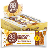 Barras 88 Acres en envase individual, snack proteico práctico para llevar al colegio
