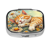 ABLESKY portapíldoras Daisy Cat con espejo para uso diario en el bolso