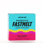 AdvoCare Probiotic FastMelt, sobre sabor frutos rojos, consumo rápido y agradable.