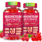 AEQNJV gomitas magnesio glicinato 600 mg frente, sabor frambuesa para consumo cómodo.