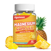 Agumoon Magnesio Complejo gomitas piña en bote, sabor tropical para uso diario cómodo.