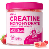 AiVital gomitas de creatina para mujeres, sabor frambuesa, energía diaria.