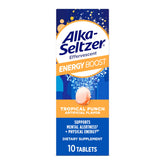 Alka-Seltzer Energía Potenciadora: tableta disolviéndose en agua para energía rápida.