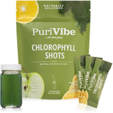 All About Juicing Chlorophyll Shot: empaque compacto para llevar, ideal para recargas rápidas.