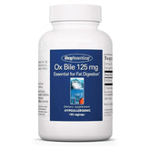 OxBile 125 mg 180 ct, botella frontal para revisar dosis y etiqueta.