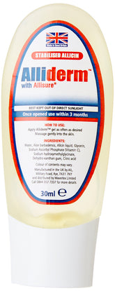 AllicinMax Alliderm Gel 30 ml en tubo, hidratación ligera para uso diario.