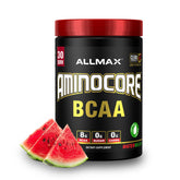 ALLMAX AMINOCORE en vaso con sabor sandía para hidratación agradable