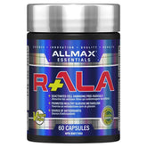 ALLMAX R+ALA botella muestra el envase y su posible impulso de energía para entrenamientos.
