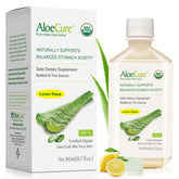 AloeCure jugo aloe limón botella: sabor refrescante y apoyo digestivo diario.