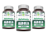 Amazing Formulas Melatonina 5 mg, frente de la botella, favorece el inicio del sueño
