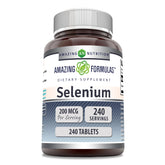Amazing Formulas Selenium 200 mcg frasco frontal para uso diario.