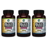 Amazing Herbs cápsulas con aceite de semilla negra 1250 mg, pack 3 para uso diario.