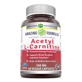 Amazing Nutrition acetil L-carnitina HCl, cápsulas vegetales en bote, energía sostenida