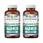 Amazing Nutrition envase con ácido hialurónico 100 mg en cápsulas para uso diario.