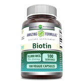Amazing Nutrition Biotina 10000 mcg cápsula vegetal para cuidado diario de cabello y uñas