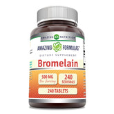 Amazing Nutrition Bromelina 500 mg: bote con tabletas para apoyo digestivo suave.