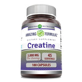 Amazing Nutrition frasco de cápsulas de creatina monohidrato 3000 mg para energía sostenida.