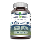 Amazing Nutrition L-Glutamina 500 mg, cápsulas, práctico para uso diario.