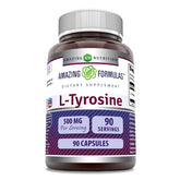 Amazing Nutrition L-Tirosina 500 mg – botella frontal para apoyo diario.