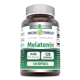 Amazing Nutrition Melatonina 10 mg frasco con cápsulas blandas para descanso nocturno