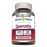 Amazing Nutrition Quercetina 500 mg, botella, apoyo antioxidante para la salud diaria.