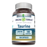 Amazing Nutrition Taurina cápsulas 1000 mg, formato frontal para consumo diario.
