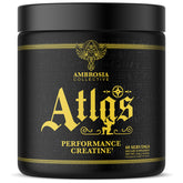 Ambrosia Atlas crema de creatina Creapure, vertido del bote para potencia y concentración en entrenos.