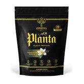 Ambrosia Planta Vanilla, enfoque en empaque; proteína vegetal para batidos nutritivos.