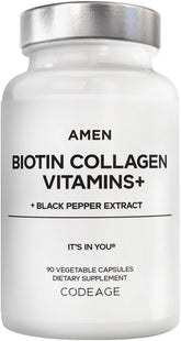 Amen Biotin Collagen: bote-capsulas para uso diario, conveniente y nutritivo.