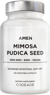 Amen Mimosa Pudica: semillas orgánicas en botella para tu rutina diaria.