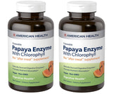 American Health Papaya Enzyme frente al empaque, práctico para después de comer.