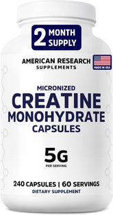 American Research Supplements creatina monohidrato cápsulas de 5 g para entrenamiento diario