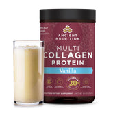 Ancient Nutrition Colágeno Múltiple: lata de vainilla para batidos diarios.