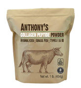 Polvo de colágeno Anthony's en envase de 1 lb para batidos.