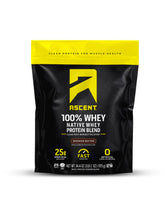 Ascent Proteína de Suero Aislado: empaque de masa de brownie para almacenamiento fácil.