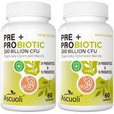 Ascuoli Probiotics cápsulas con 300 mil millones CFU para una salud intestinal diaria