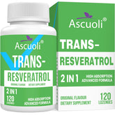 Ascuoli Trans-Resveratrol en botella, fácil de integrar en la rutina diaria.