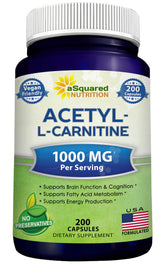 aSquared Nutrition Acetyl L-Carnitine frasco 200 cápsulas, energía sostenida