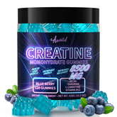 Asumtal Creatine Monohydrate Gummies en botella azul para energía y rendimiento sostenido