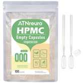 ATNreuro cápsulas veganas vacías con dos microcucharillas, listas para rellenar polvos.