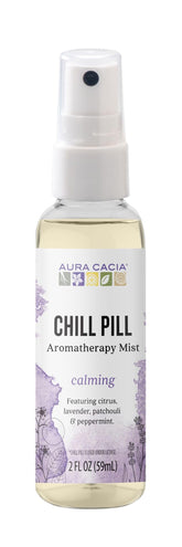 Aura Cacia Chill Pill: frasco con lavanda para aroma calmante en casa.