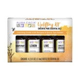 Aura Cacia Cheerful Kit: botellas de aceites cítricos para aromaterapia diaria.