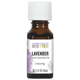 Aura Cacia Lavanda aceite esencial 15 ml, botella lista para aromaterapia.