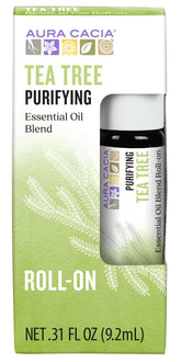 Aura Cacia Tea Tree Roll-On, aplicación puntual para purificar áreas específicas de la piel.