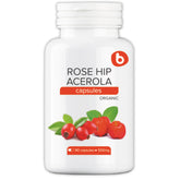 Cápsulas de b Natural con rosa mosqueta y acerola en frasco para uso diario