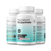 Balancebreens Magnesium Bisglycinate 200mg, bote, alta absorción suave para el estómago.