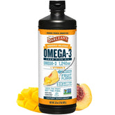 Barlean's Omega-3 sabor Mango Peach, textura cremosa ideal para toda la familia.