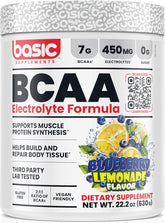 BASIC SUPPLEMENTS BCAA EN POLVO en bote, para recuperación muscular.