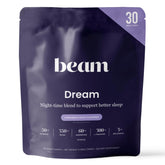 Beam Polvo de Sueño envase frontal, listo para iniciar la rutina nocturna.
